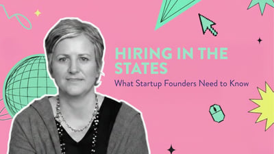 Laurence Goleret Ruiz, cofundadora de Orbiss, junto al título “Hiring in the States: What Startup Founders Need to Know”
