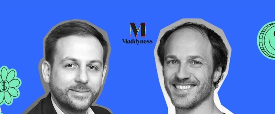 Retratos de Yoann Brugiere (Orbiss) y Christophe Cazes (Mindee), con el logotipo de Maddyness