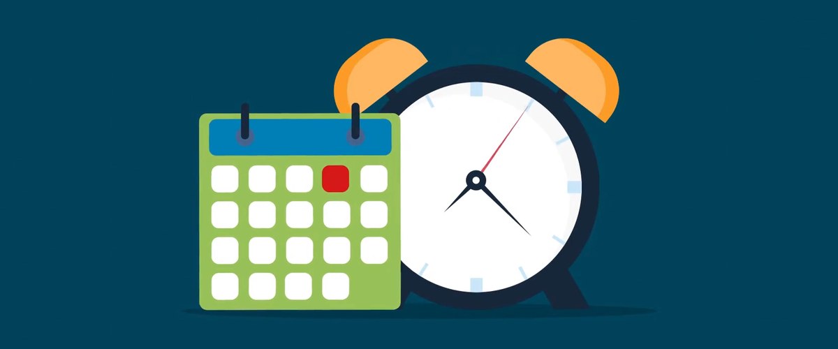 Ilustración de un calendario y un despertador