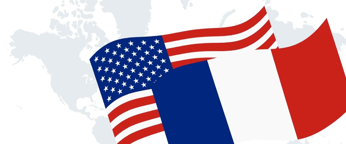 Ilustración de las banderas de Estados Unidos y Francia, una junto a otra