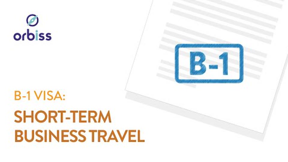 Orbiss title card: "B-1 Visa: Short-Term Business Travel", with a document labeled B-1