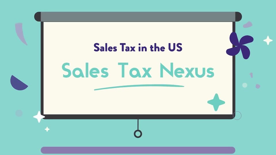 Projection screen reading "Sales Tax in the US: Sales Tax Nexus"