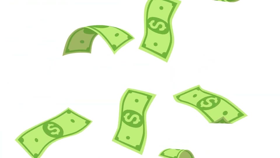 Billetes de dólar ilustrados flotando en el aire
