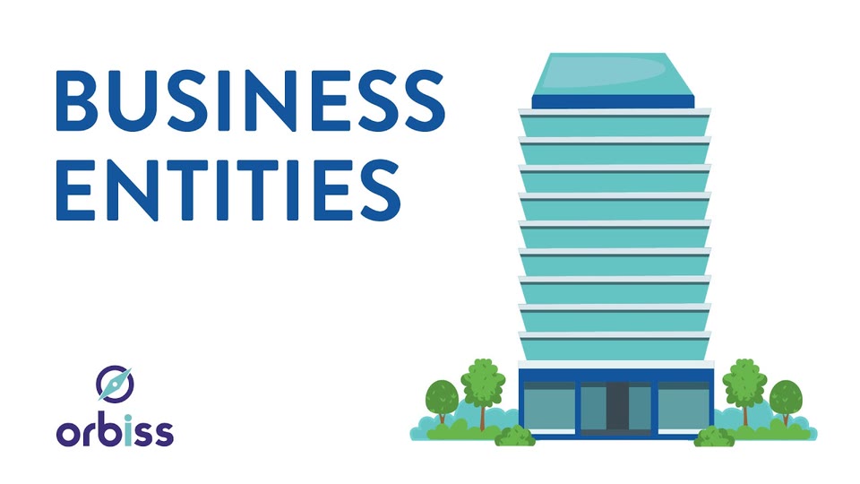 Portada de Orbiss: "Business Entities" (estructuras empresariales), con la ilustración de una torre de oficinas